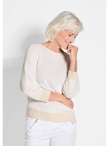 GOLDNER Pullover in beige / weiß / gestreift