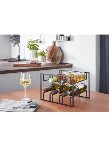 FineBuy Weinregal in Schwarz / Aluminium / 29x25x21
