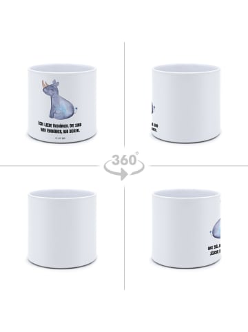 Mr. & Mrs. Panda Blumentopf Einhorn Nashorn mit Spruch in Weiß