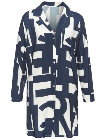French Connection Nachthemd in dunkelblau-weiß-gemustert