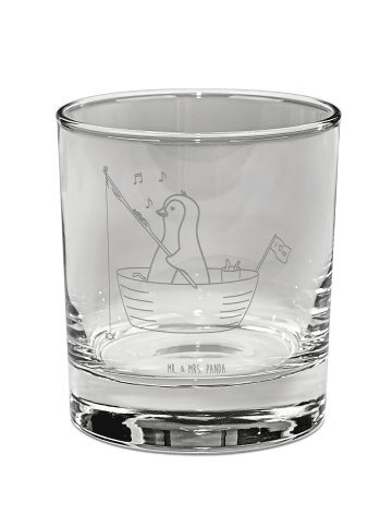 Mr. & Mrs. Panda Whiskey Glas Pinguin Angelboot ohne Spruch in Transparent