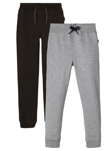 name it 2-er Set Basic Jogginghose Sweatpants Gefüttert NKMSWEAT in Grau-Schwarz