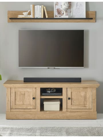 Furn.Design Lowboard und Wandboard Eiche Gold Landhaus 2-teilig 152 cm, Set mit Soft-Close