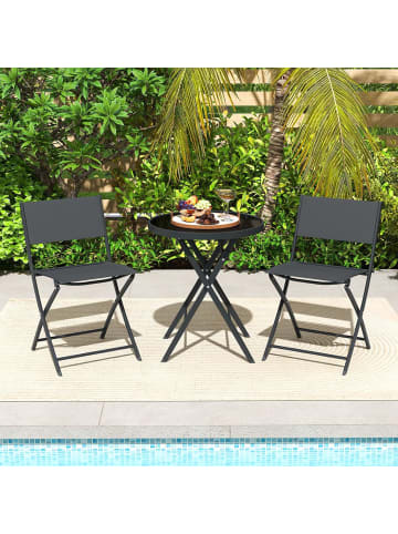 COSTWAY 3 tlg. Bistroset mit 2 Stühle in Schwarz