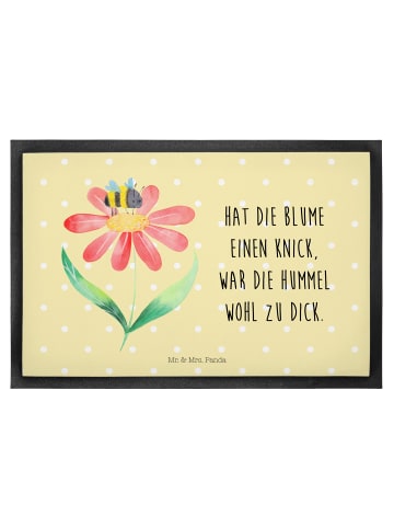 Mr. & Mrs. Panda Fußmatte Hummel Blume mit Spruch in Gelb Pastell