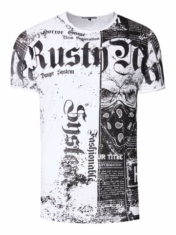 Rusty Neal T-Shirt mit American-Skull Westside-Gang-Banger Print in Weiß