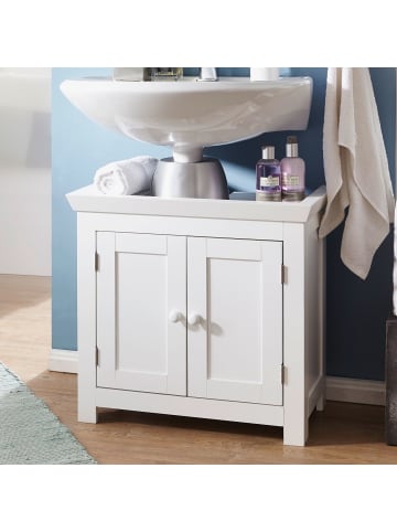 KADIMA DESIGN Waschbeckenunterschrank | Weiß, 57cm, 2 Türen