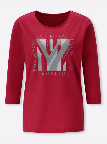 Sieh an! 3/4-Arm-Shirt in rot-grau