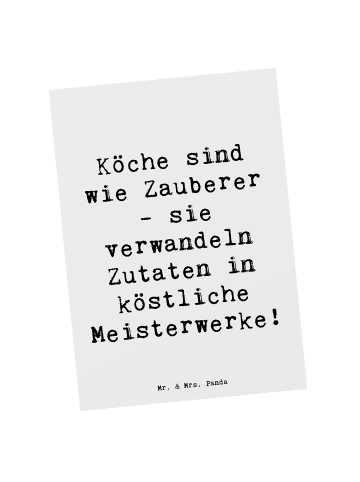 Mr. & Mrs. Panda Postkarte Spruch Köche sind wie Zauberer - sie ... in Weiß
