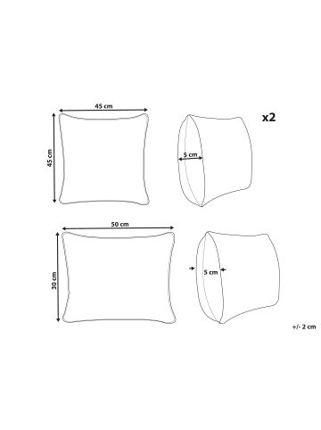 Beliani 3er-Set Dekokissen MYRISTICA in Beige