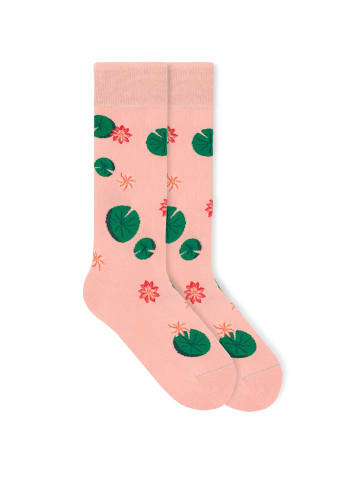 von Jungfeld Gemusterte Socken Signature Icons in Water Lilie - Rose Pink