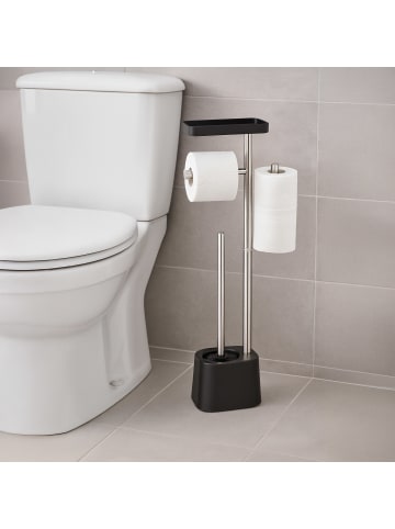 relaxdays WC Garnitur in Schwarz - (B)29 x (H)65,5 x (T)11 cm