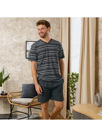 REDBEST Single-Jersey T-Shirt geringelt in anthrazit meliert