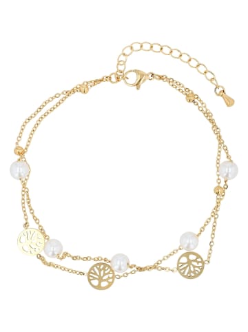 Adeliás Damen Fußkettchen – Lebensbaum aus Edelstahl in gold