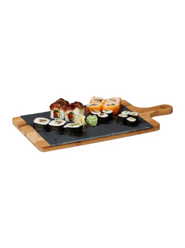 relaxdays Servierbrett in Natur/Grau - (B)45 x (T)22,5 cm