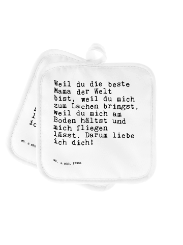 Mr. & Mrs. Panda Topflappen Weil du die beste... mit Spruch in Weiß
