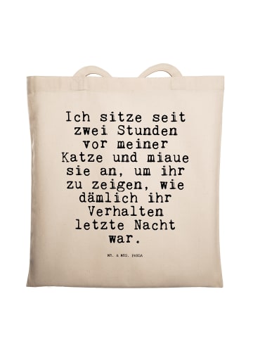 Mr. & Mrs. Panda Tragetasche Ich sitze seit zwei... mit Spruch in Creme