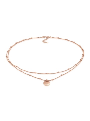 Elli Halskette 925 Sterling Silber Geo, Kreis, Plättchen in Rosegold