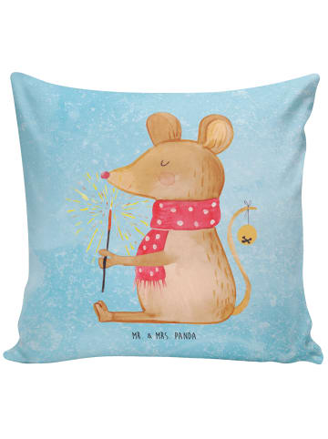 Mr. & Mrs. Panda Sofa Kissen Maus Weihnachten ohne Spruch in Eisblau