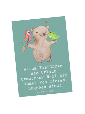 Mr. & Mrs. Panda Postkarte Tierarzt Freude mit Spruch in Meeresbrise