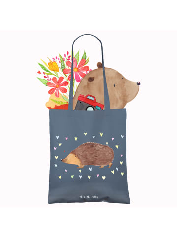 Mr. & Mrs. Panda Shopping Tasche Igel Herzen ohne Spruch in Indigo Blue
