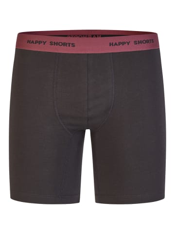 Happy Shorts Langer Boxer Jersey in schwarz, bordeaux