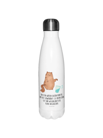 Mr. & Mrs. Panda Thermosflasche Katze Wasserglas mit Spruch in Weiß