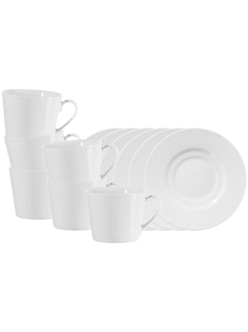 Ritzenhoff & Breker 6er Set Kaffeetassen mit Untertassen Bianco Conico in 180 ml in weiß