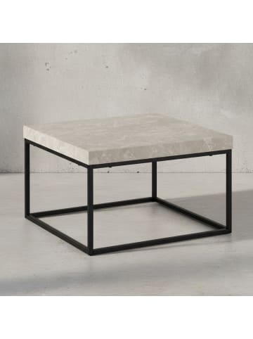 KADIMA DESIGN Couchtisch 60x60x38 cm Sandfarben Sofatisch in Stein-Optik Modern, in Beige