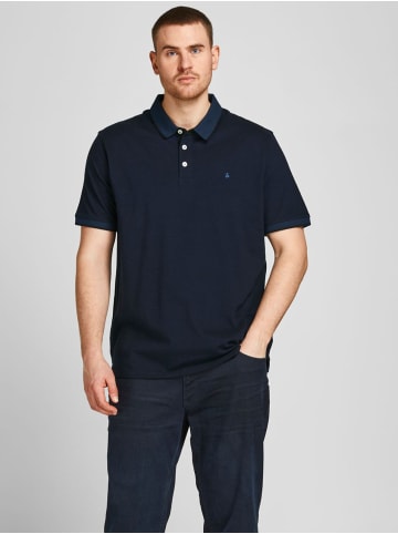 Jack & Jones + Fit Polo Shirt JJEPAULOS Sommer Hemd Pique in Navy