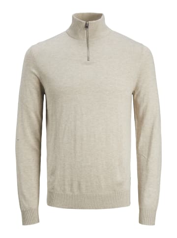JACK & JONES Junior Strickjacke mit Viertelreißverschluss in Oatmeal