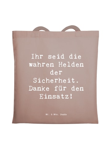 Mr. & Mrs. Panda Baumwolltasche Spruch Sicherheitsdienst Helden ... in Braun Pastell
