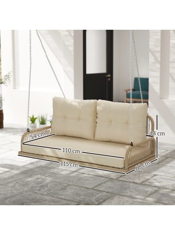 Outsunny Rattan-Hollywoodschaukel,115L x 66B x 44H cm,Beige