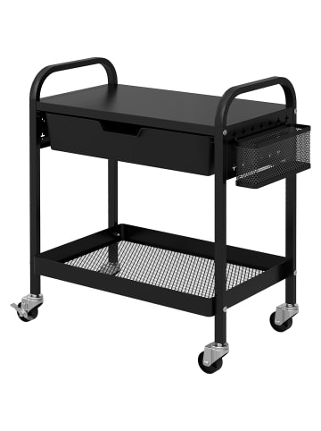 HOMCOM Rollwagen in Schwarz 61L x 32,6B x 58,5H cm