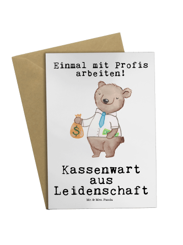 Mr. & Mrs. Panda babykarte Kassenwart Leidenschaft mit Spruch in Weiß