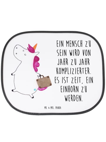 Mr. & Mrs. Panda Sonnenschutz Einhorn Koffer mit Spruch in Weiß