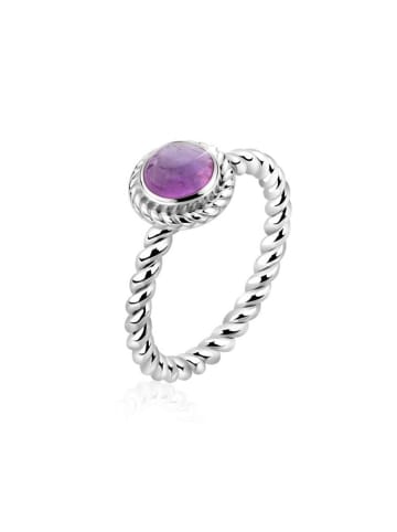 Nenalina Ring 925 Sterling Silber Geburtsstein, Geburtsstein - Februar, Twisted in Violett