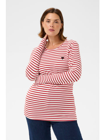 KAFFE curve Langarm-Shirt KClia Regular fit in Chalk/Red - Coffee Heart