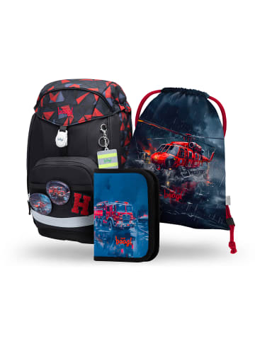 BAAGL 3-tlg. Set: Schulrucksack Airy Plus in Blau Lebensretter