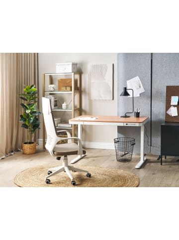 Beliani Höhenverstellbarer Schreibtisch KENLY in Braun/Weiß