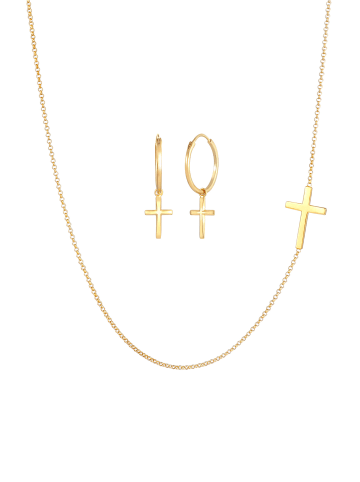 Elli Schmuckset 925 Sterling Silber Kreuz in Gold