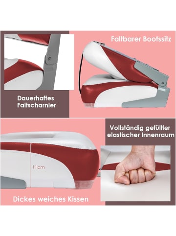 COSTWAY 2er Set Bootssitz klappbar in Rot