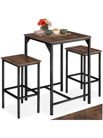 tectake Barset Inverness mit höhenverstellbaren Kunststofffüßen, Industrial Holz dunkel,