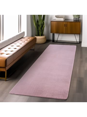 KADIMA DESIGN Teppich Kurzflor Unifarben Polyester Antirutsch Wohnzimmer in Rosa