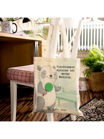 Mr. & Mrs. Panda Tragetasche Panda Tischtennis Design mit Spruch in Weiß