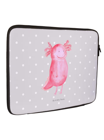 Mr. & Mrs. Panda Laptoptasche Axolotl Glücklich ohne Spruch in Grau Pastell