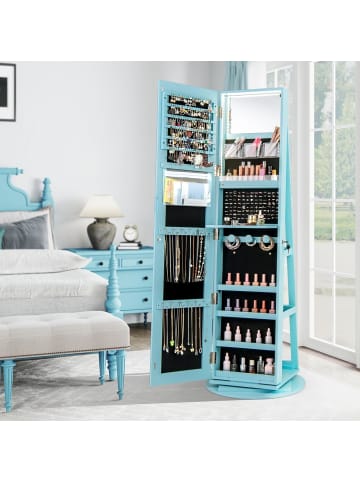 COSTWAY Schmuckschrank 3 in 1 drehbar in Türkis