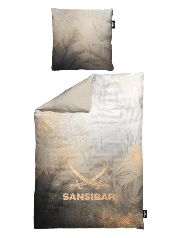 Sansibar Jungle Bettwäsche, 155x220 cm in Taupe/Anthrazit