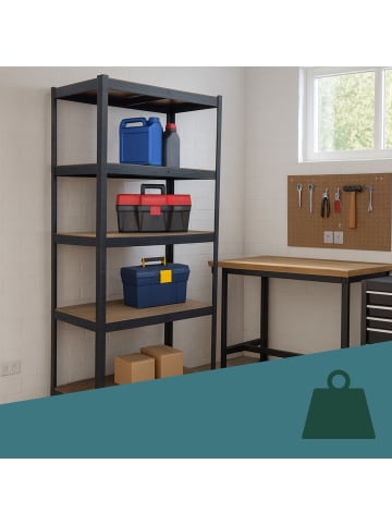 relaxdays Schwerlastregal in Schwarz/ Braun - (B)90 x (H)180 x (T)45 cm