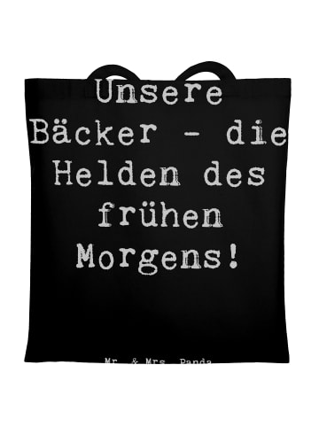 Mr. & Mrs. Panda Tragetasche Spruch Bäcker Helden mit Spruch in Schwarz